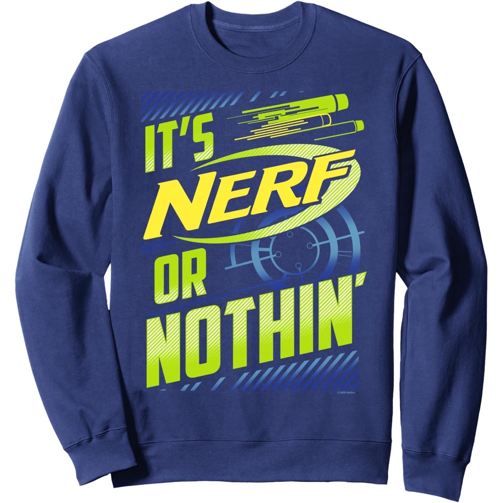 image:imageNerf Its Nerf Or Nothin Retro Bold Logo SweatshirtNavy Blue