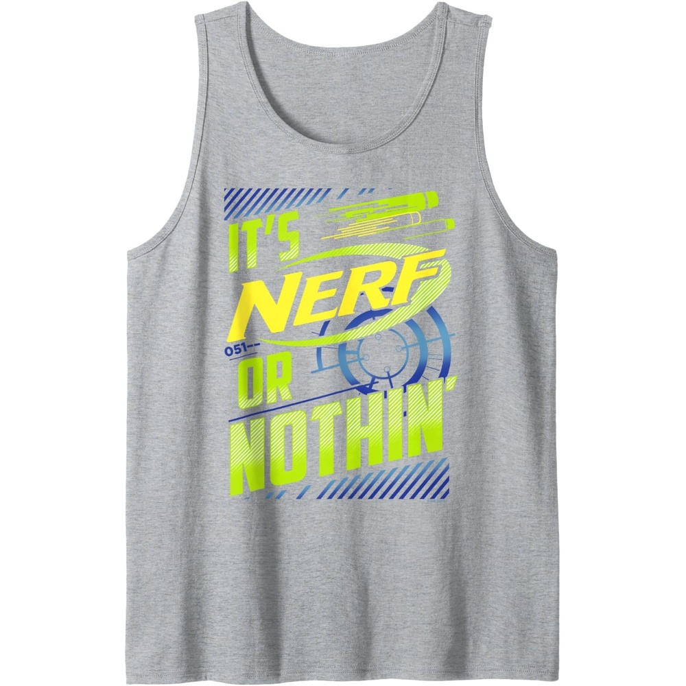 image:imageNerf Its Nerf Or Nothin Retro Bold Logo Tank TopHeather Grey