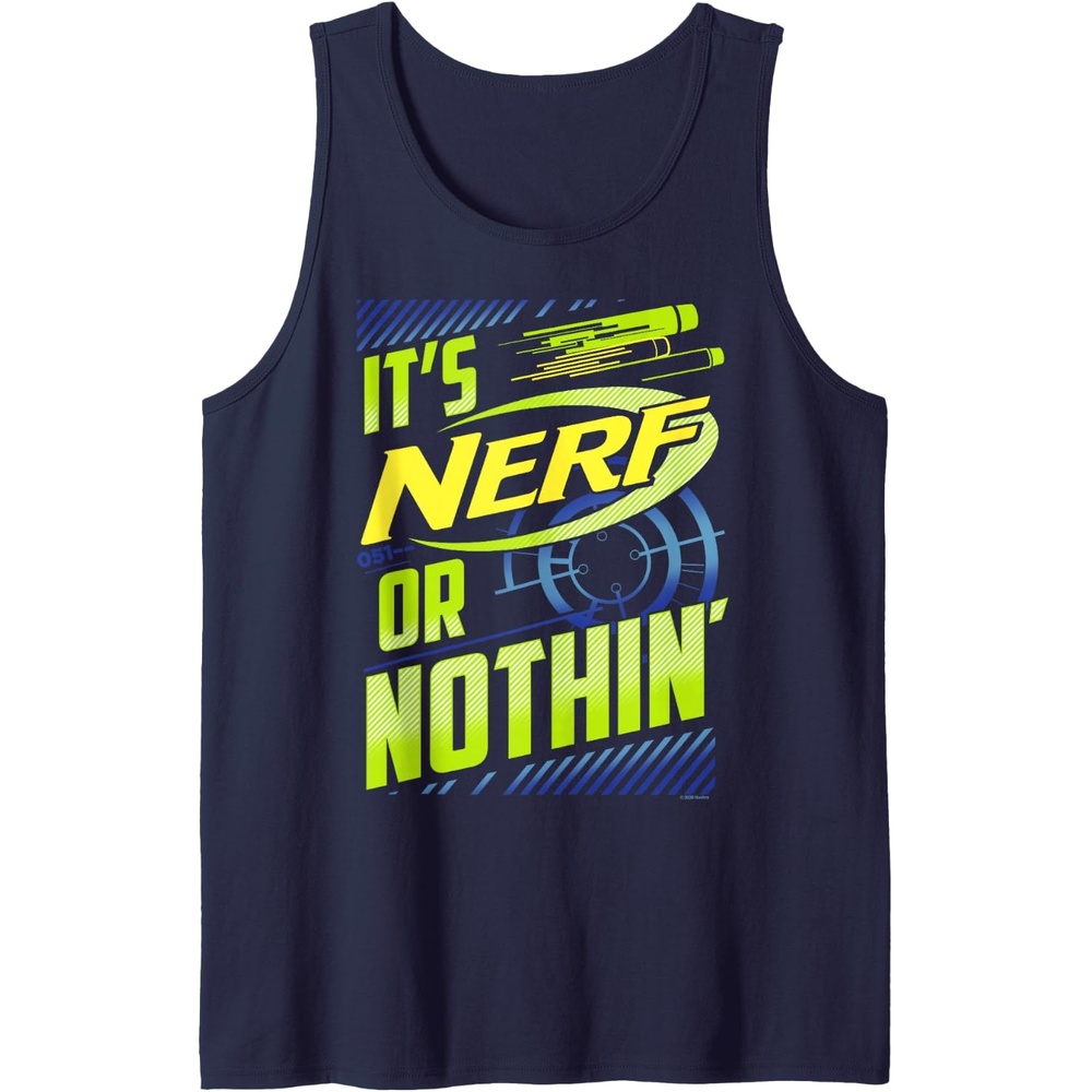 image:imageNerf Its Nerf Or Nothin Retro Bold Logo Tank TopNavy Blue
