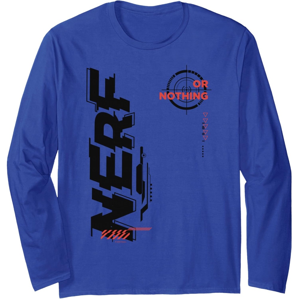 image:imageNerf Its Nerf Or Nothing Target Bullseye Side Graphic Long Sleeve TShirtRoyal Blue