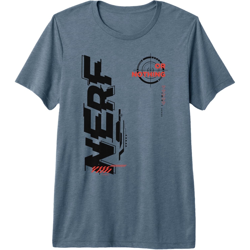 image:imageNerf Its Nerf Or Nothing Target Bullseye Side Graphic Premium Triblend TShirtSlate Grey