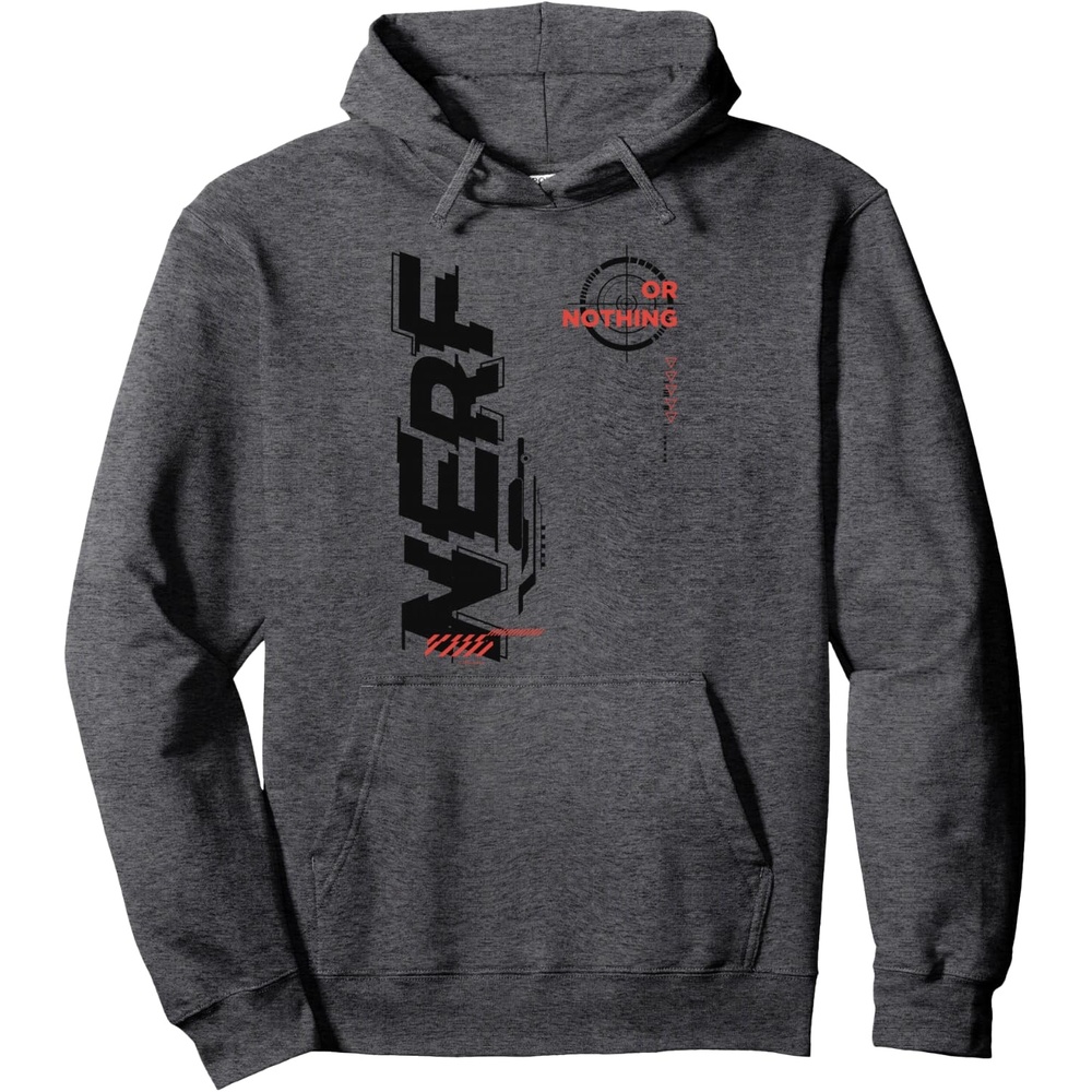 image:imageNerf Its Nerf Or Nothing Target Bullseye Side Graphic Pullover HoodieDark Heather Grey