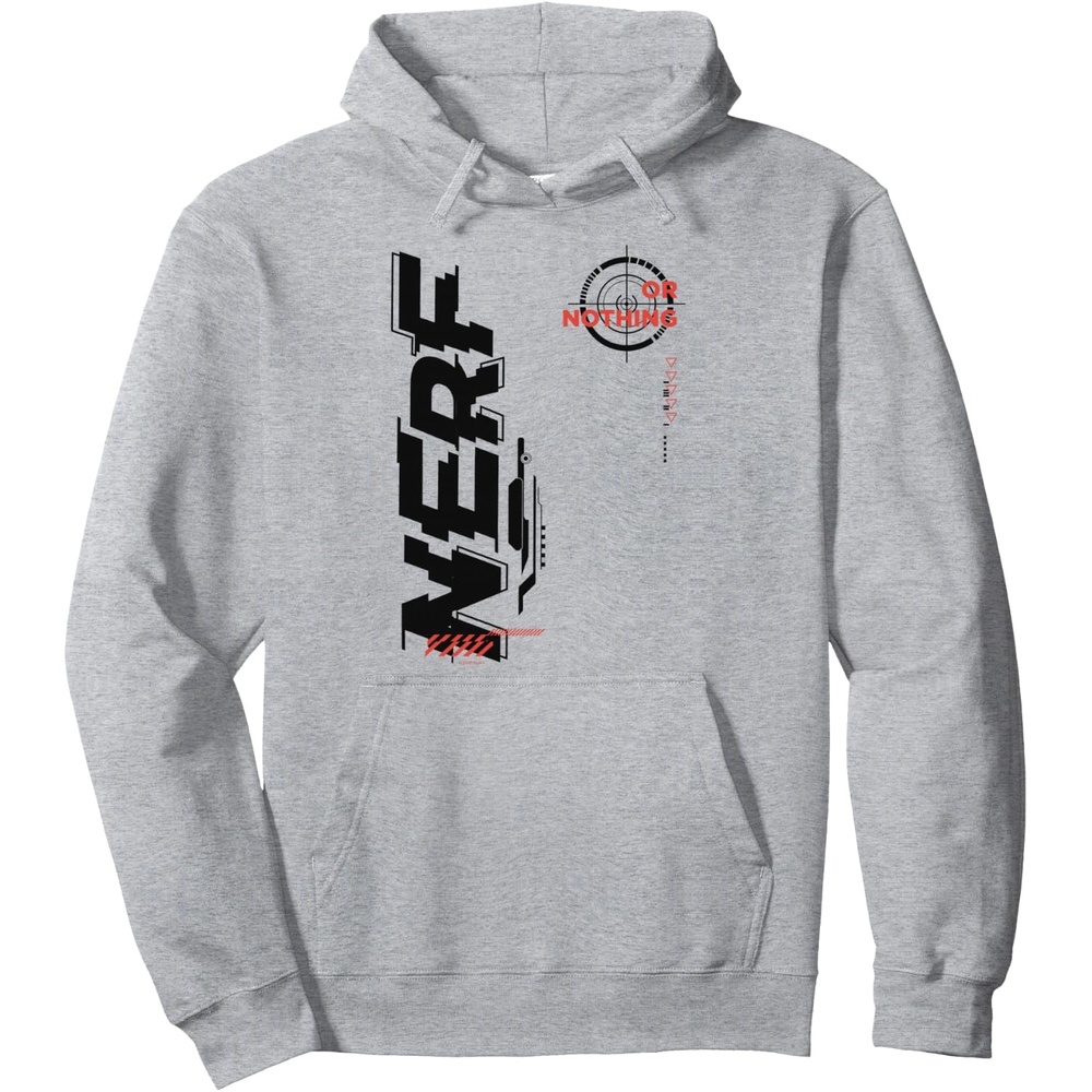 image:imageNerf Its Nerf Or Nothing Target Bullseye Side Graphic Pullover HoodieHeather Grey