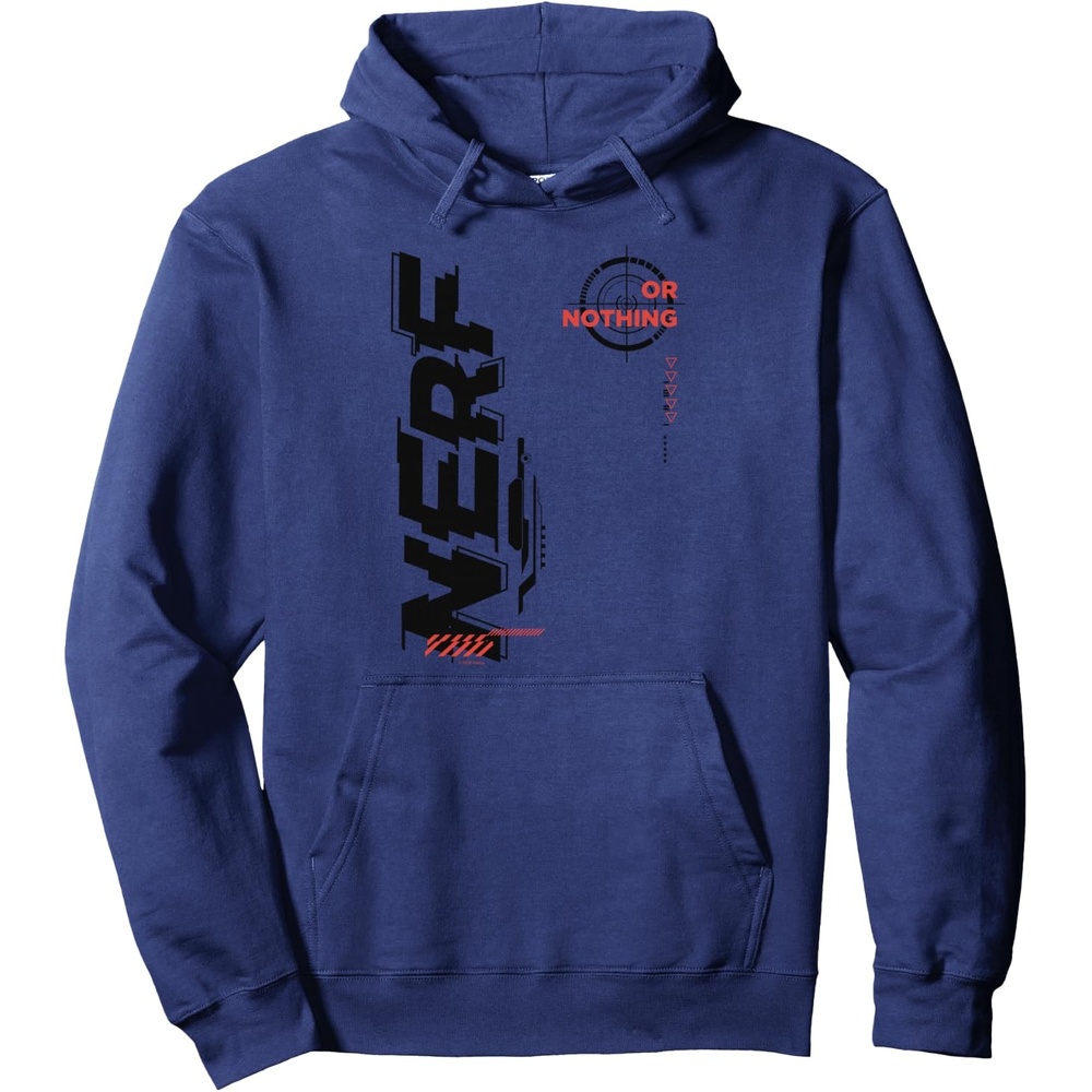 image:imageNerf Its Nerf Or Nothing Target Bullseye Side Graphic Pullover HoodieNavy Blue