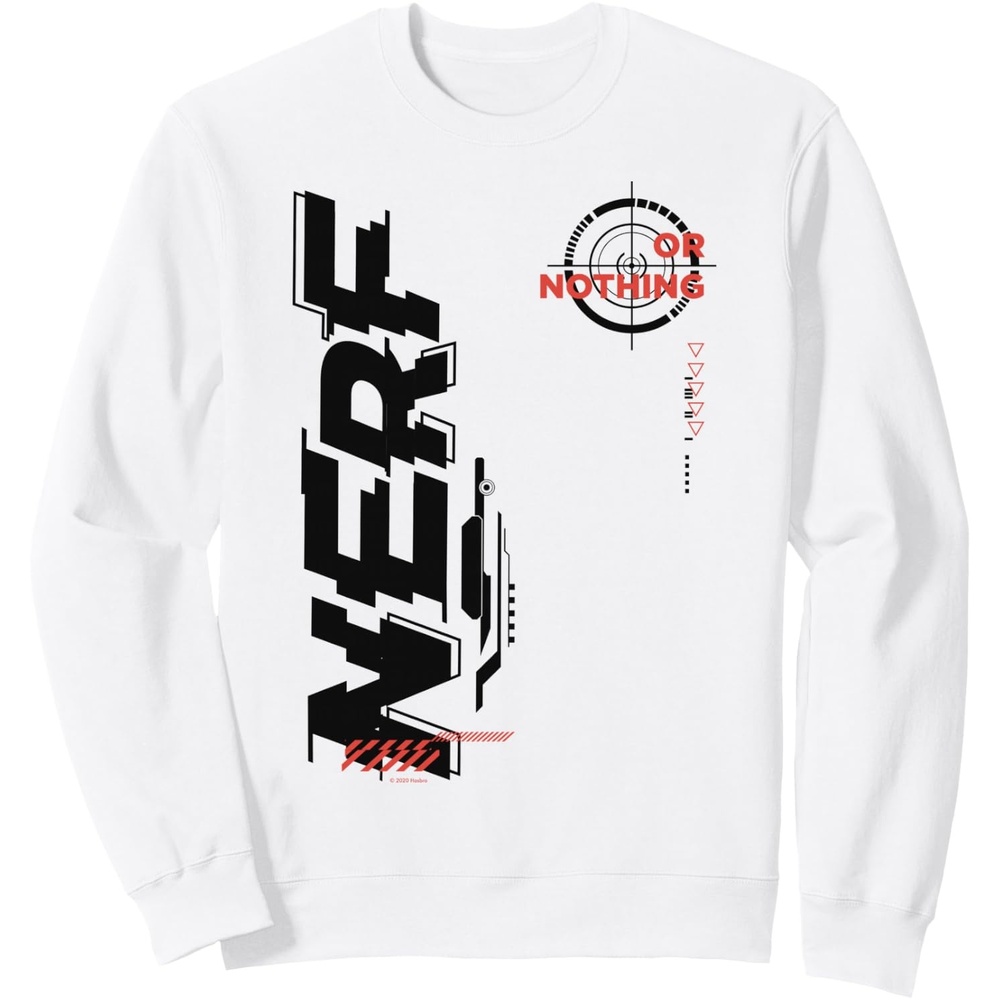 image:imageNerf Its Nerf Or Nothing Target Bullseye Side Graphic SweatshirtWhite