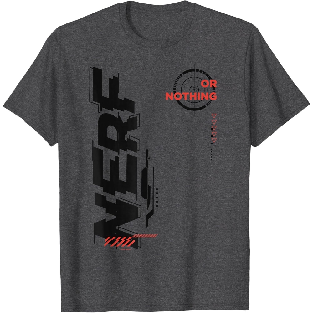 image:imageNerf Its Nerf Or Nothing Target Bullseye Side Graphic TShirtDark Heather Grey