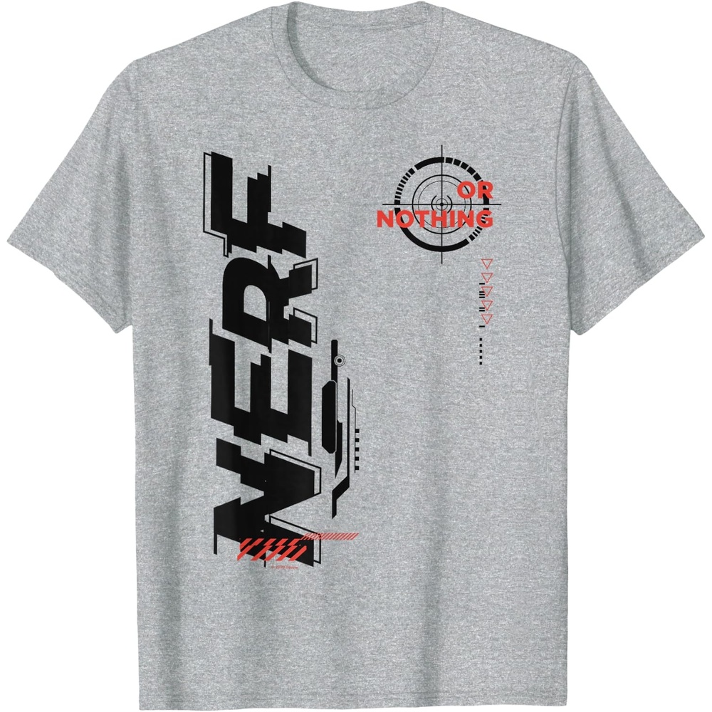 image:imageNerf Its Nerf Or Nothing Target Bullseye Side Graphic TShirtHeather Grey