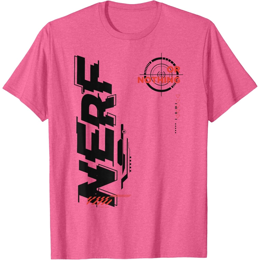 image:imageNerf Its Nerf Or Nothing Target Bullseye Side Graphic TShirtPink Heather