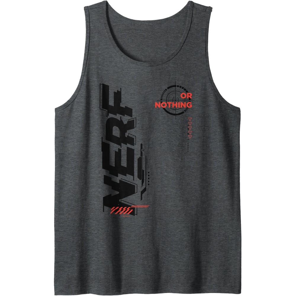 image:imageNerf Its Nerf Or Nothing Target Bullseye Side Graphic Tank TopDark Heather Grey