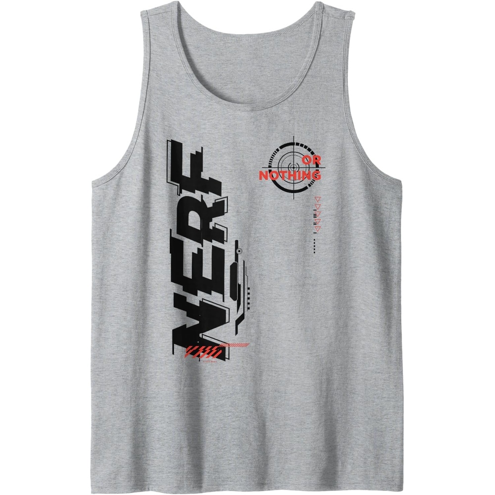 image:imageNerf Its Nerf Or Nothing Target Bullseye Side Graphic Tank TopHeather Grey