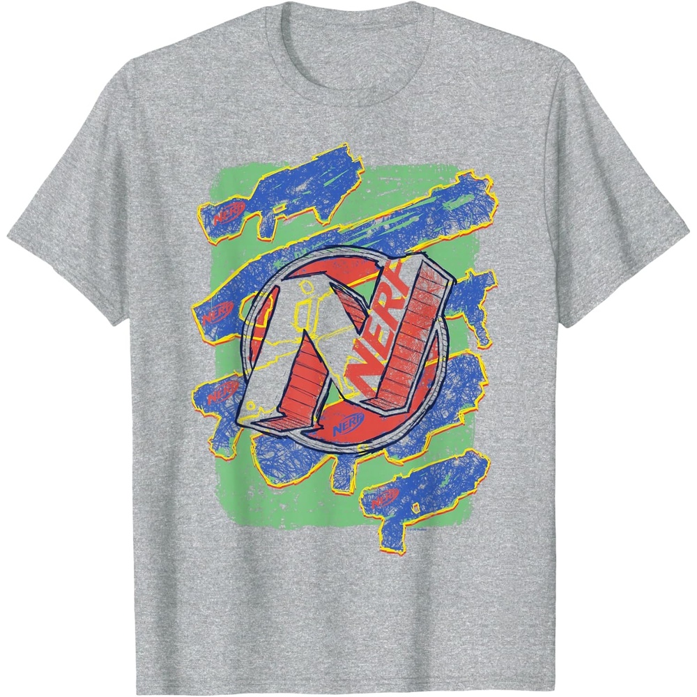 image:imageNerf Logo Blaster Scribbles TShirtHeather Grey