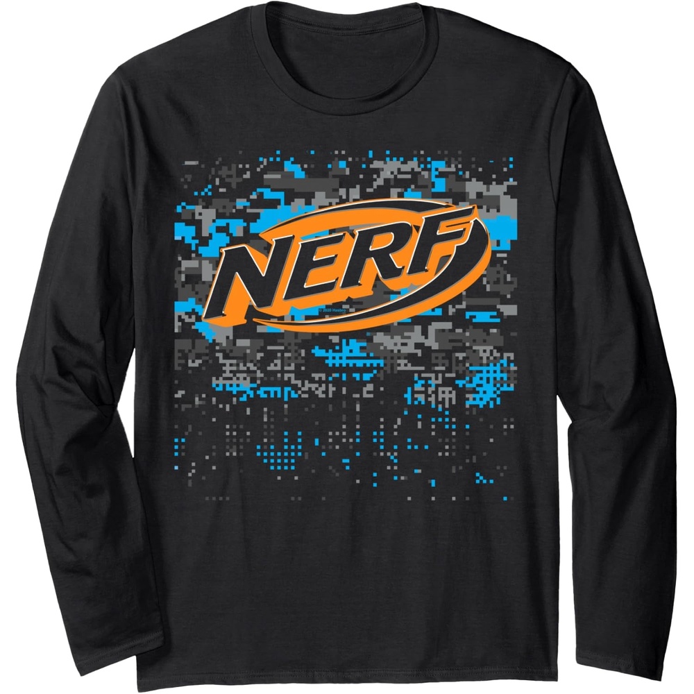 image:imageNerf Logo Glitch Camouflage Long Sleeve TShirtBlack