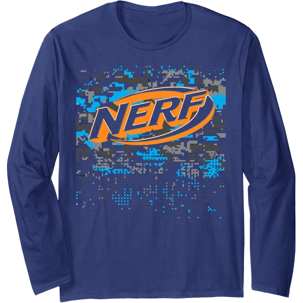 image:imageNerf Logo Glitch Camouflage Long Sleeve TShirtNavy Blue