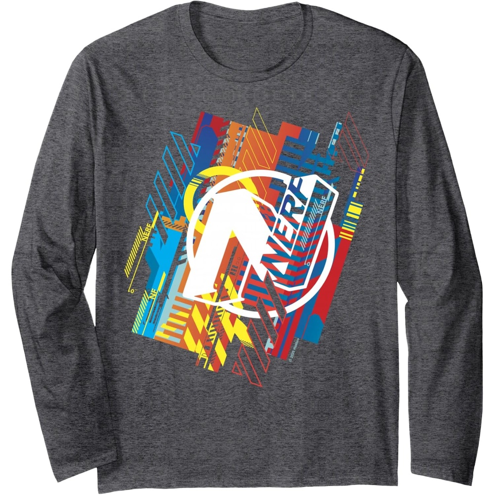 image:imageNerf N Glitched Logo Long Sleeve TShirtDark Heather Grey