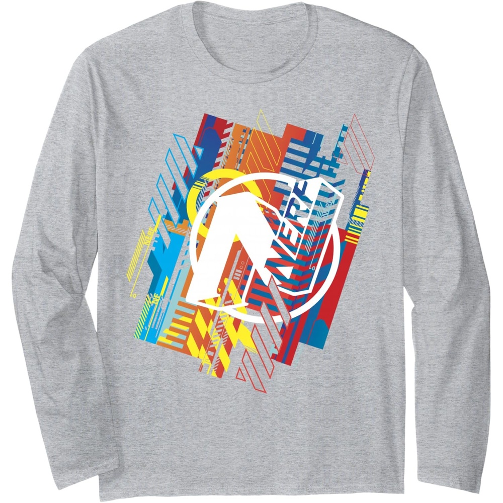 image:imageNerf N Glitched Logo Long Sleeve TShirtHeather Grey