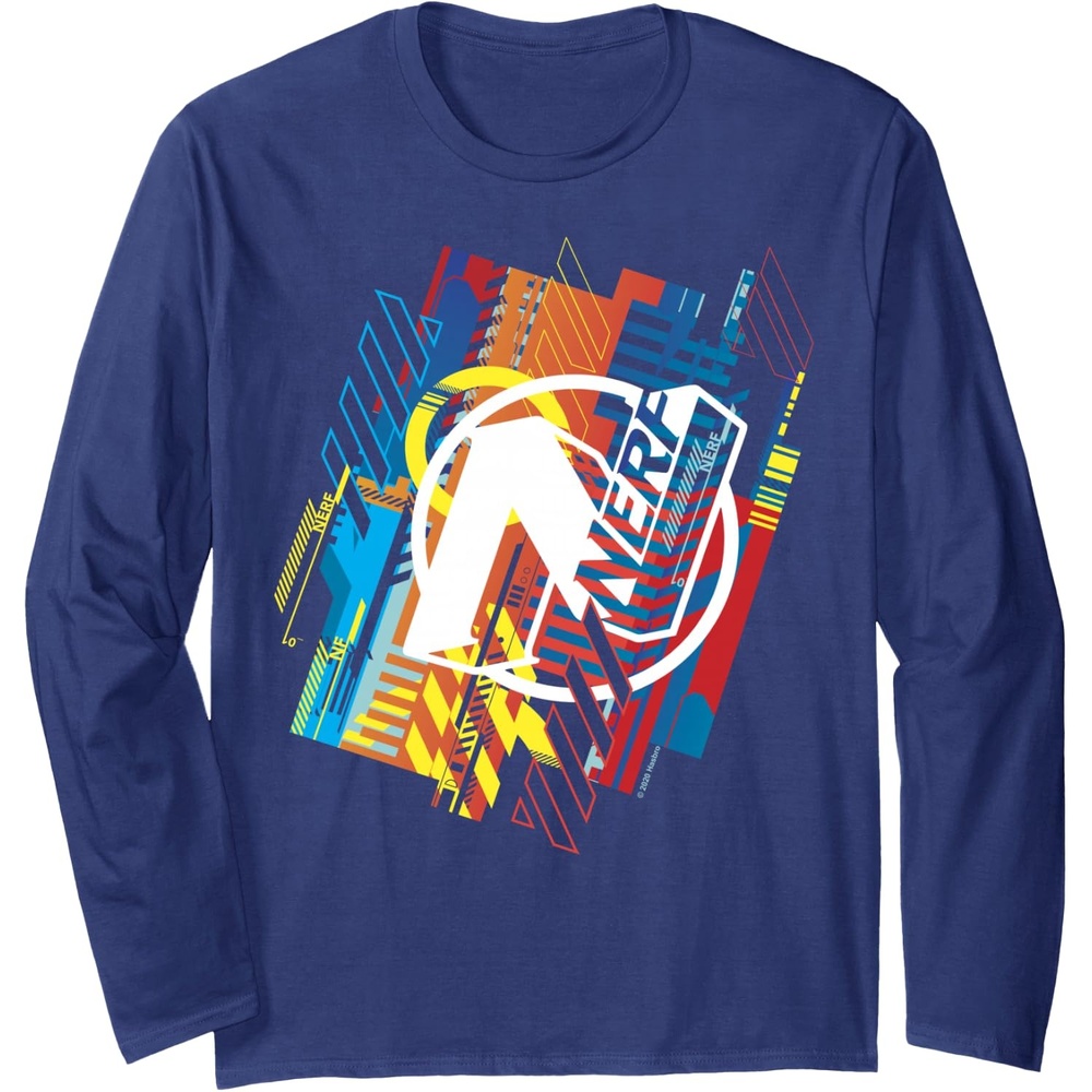 image:imageNerf N Glitched Logo Long Sleeve TShirtNavy Blue