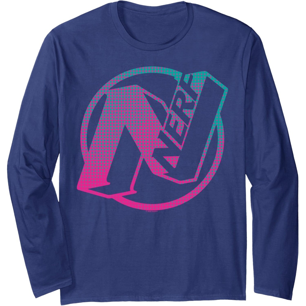 image:imageNerf N Gradient Comic Style Logo Long Sleeve TShirtNavy Blue