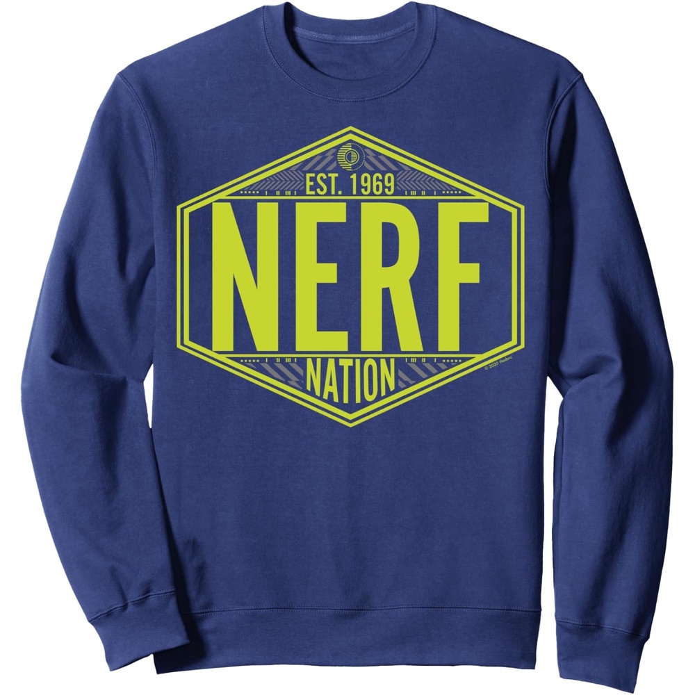 image:imageNerf Nation Est 1969 Neon Badge Logo SweatshirtNavy Blue