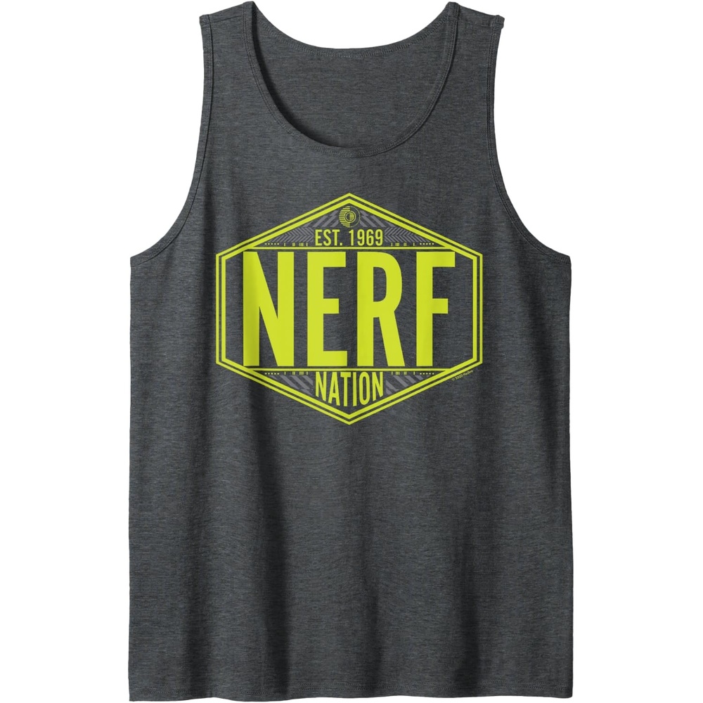 image:imageNerf Nation Est 1969 Neon Badge Logo Tank TopDark Heather Grey