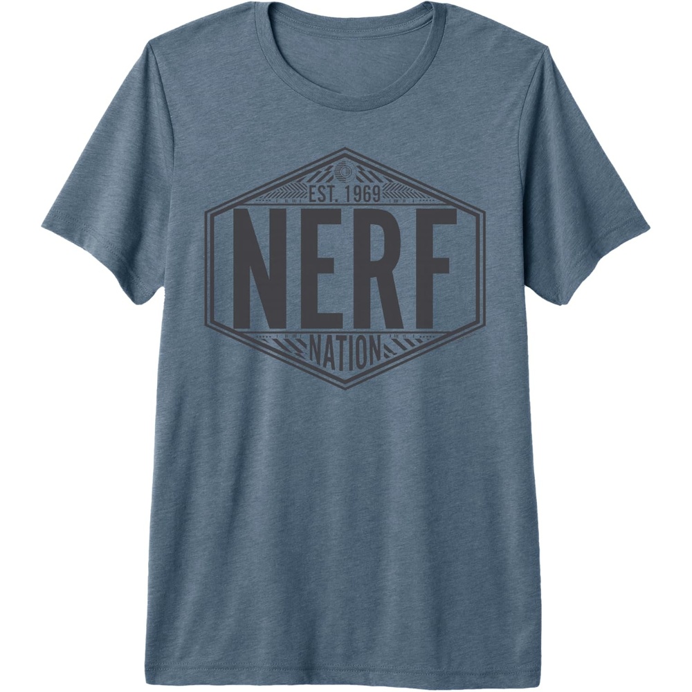 image:imageNerf Nation Est 1969 Neon Badge Logo V2 Premium Triblend TShirtSlate Grey