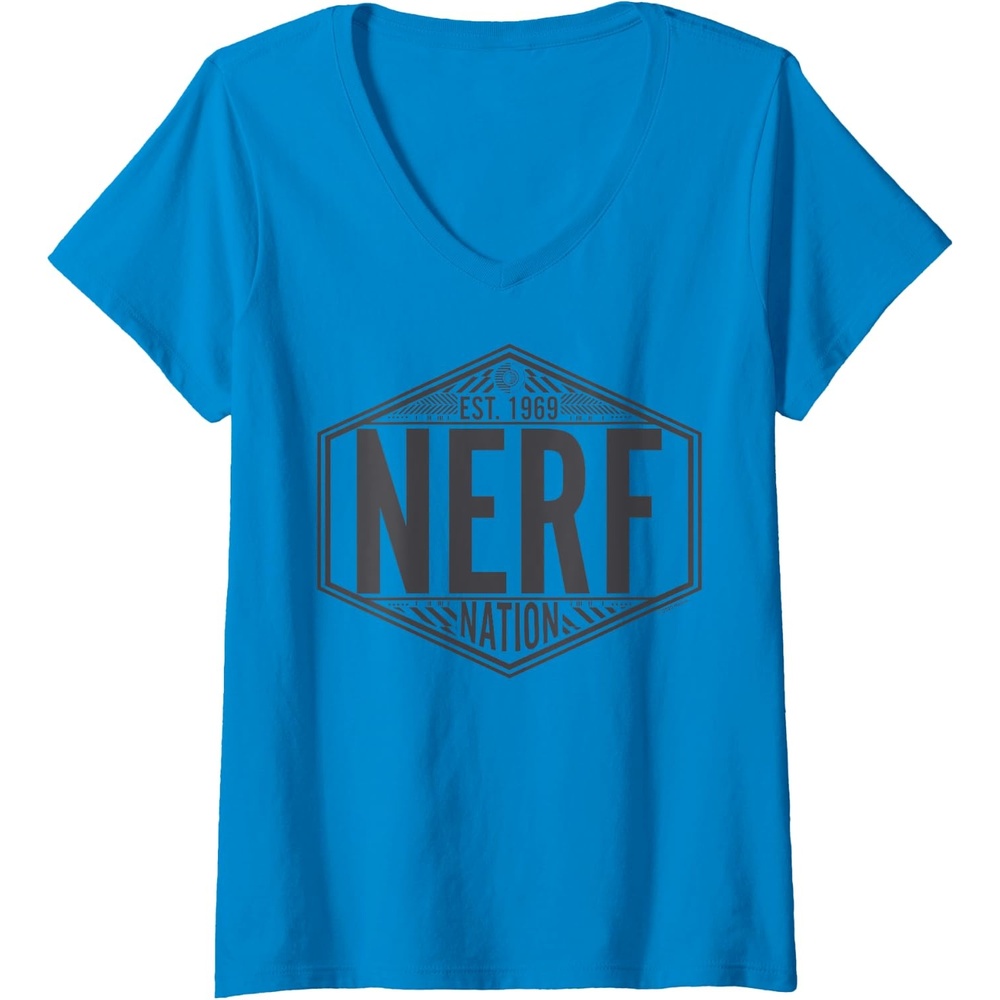 image:imageNerf Nation Est 1969 Neon Badge Logo V2 VNeck TShirtSapphire Blue