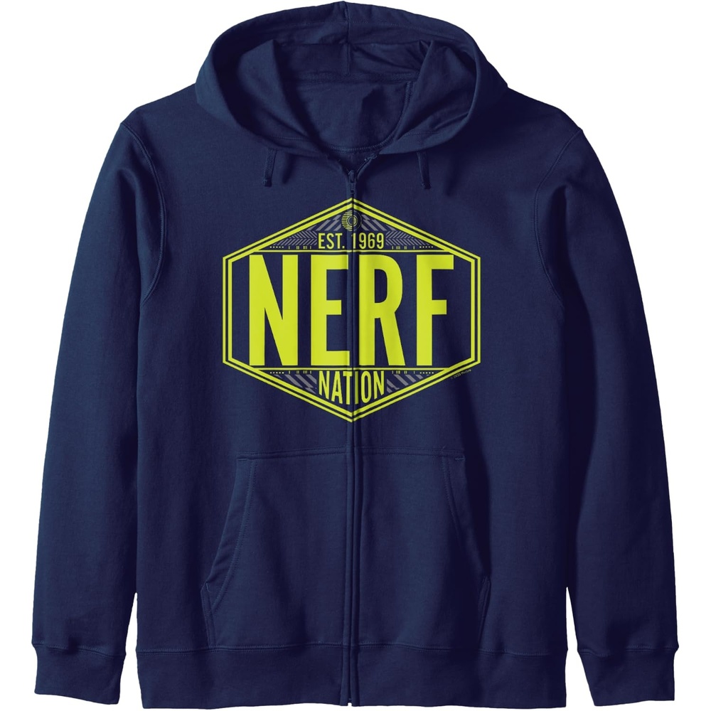 image:imageNerf Nation Est 1969 Neon Badge Logo Zip HoodieNavy Blue