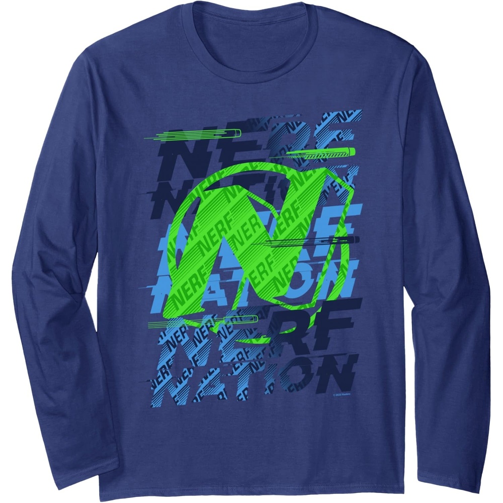 image:imageNerf Nation Logo Stack Long Sleeve TShirtNavy Blue