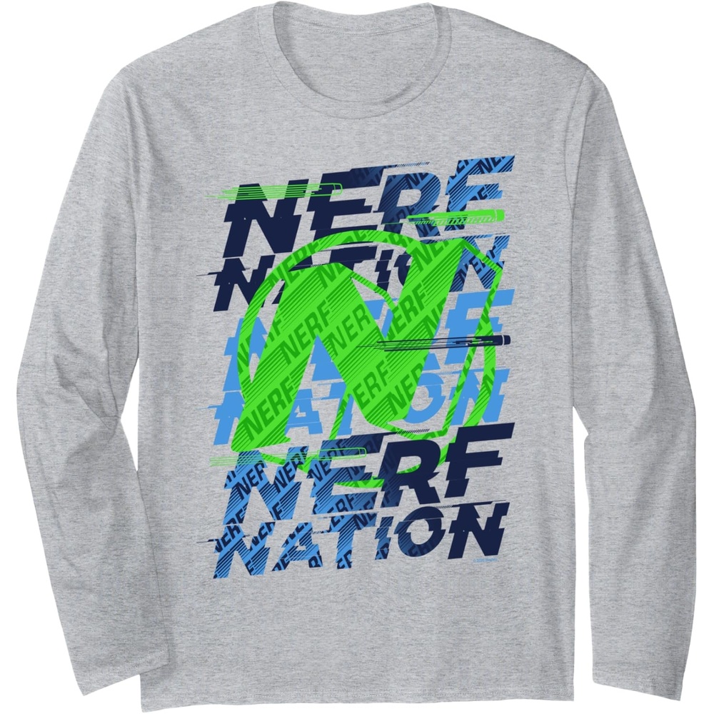 image:imageNerf Nation N Logo Stack Long Sleeve TShirtHeather Grey