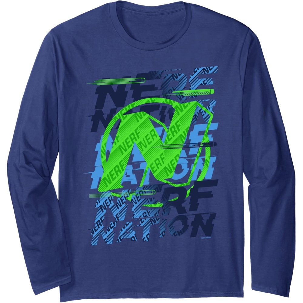 image:imageNerf Nation N Logo Stack Long Sleeve TShirtNavy Blue