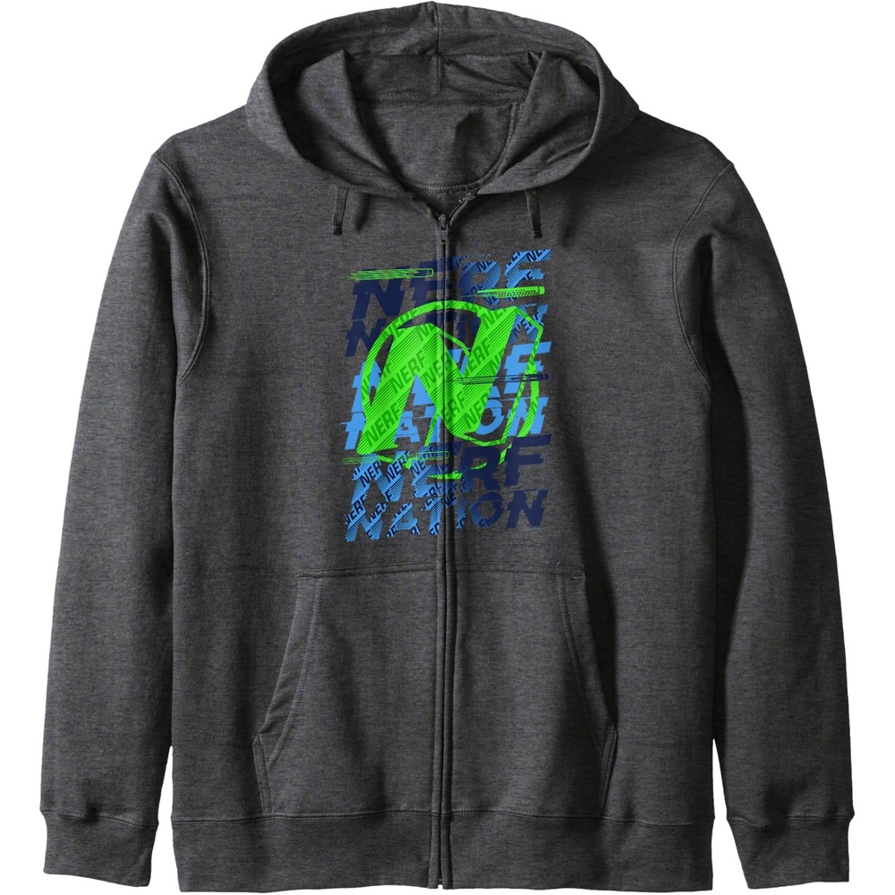 image:imageNerf Nation N Logo Stack Zip HoodieDark Heather Grey