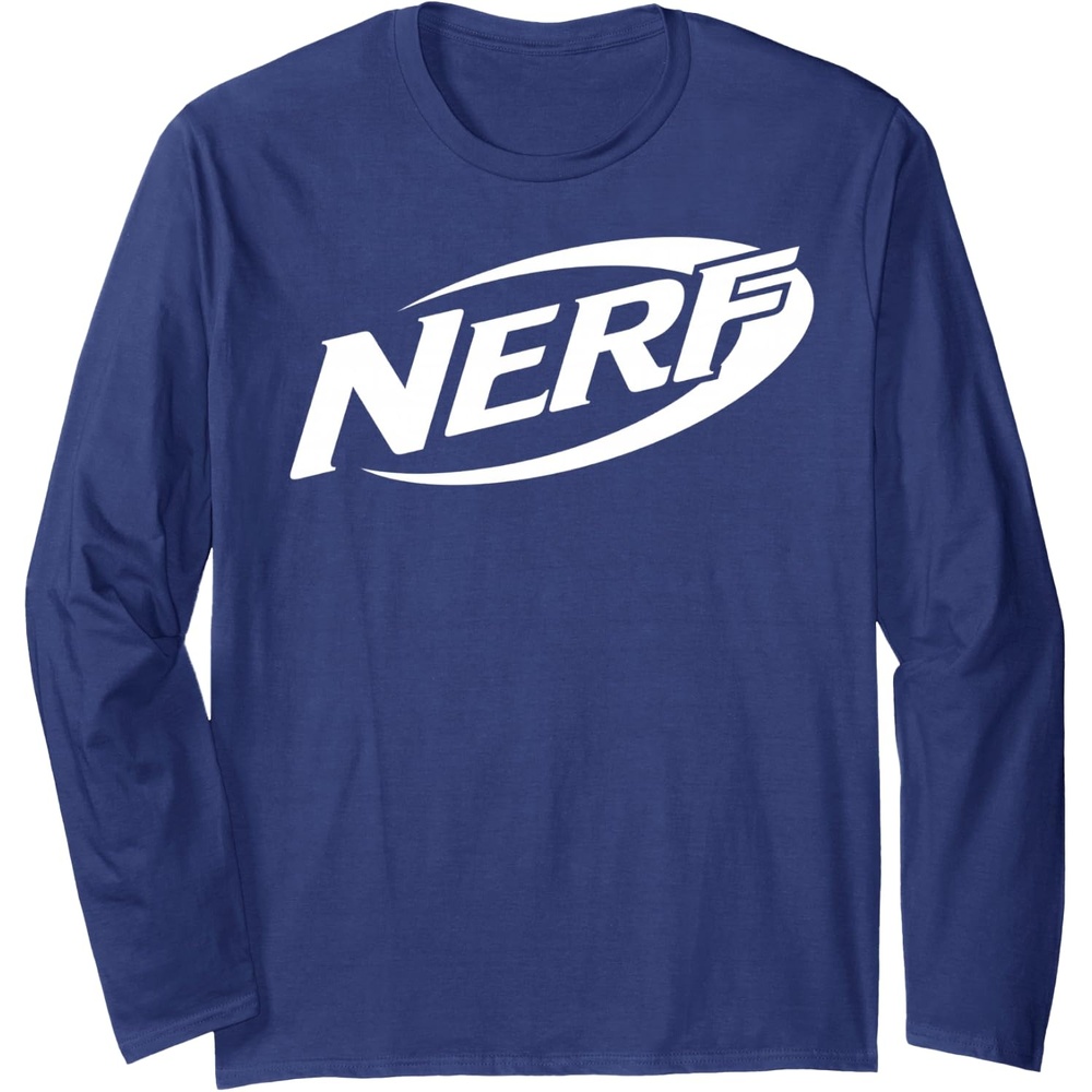 image:imageNerf Simple White Retro Logo Long Sleeve TShirtNavy Blue