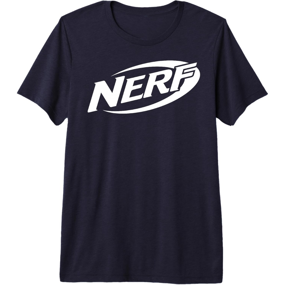 image:imageNerf Simple White Retro Logo Premium Triblend TShirtNavy Blue
