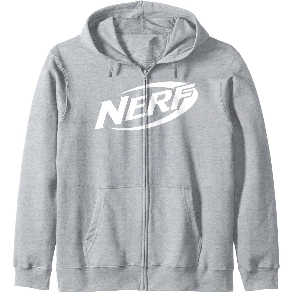 image:imageNerf Simple White Retro Logo Zip HoodieHeather Grey