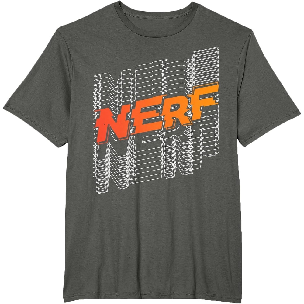 image:imageNerf Stacked Silhouette Retro Nerf Action Logo TShirtAsphalt Grey