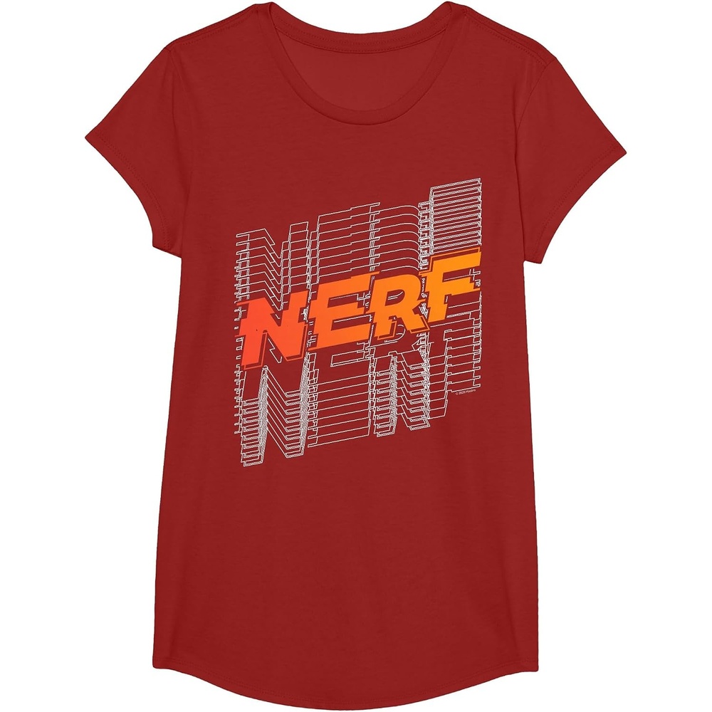 image:imageNerf Stacked Silhouette Retro Nerf Action Logo TShirtCranberry Red