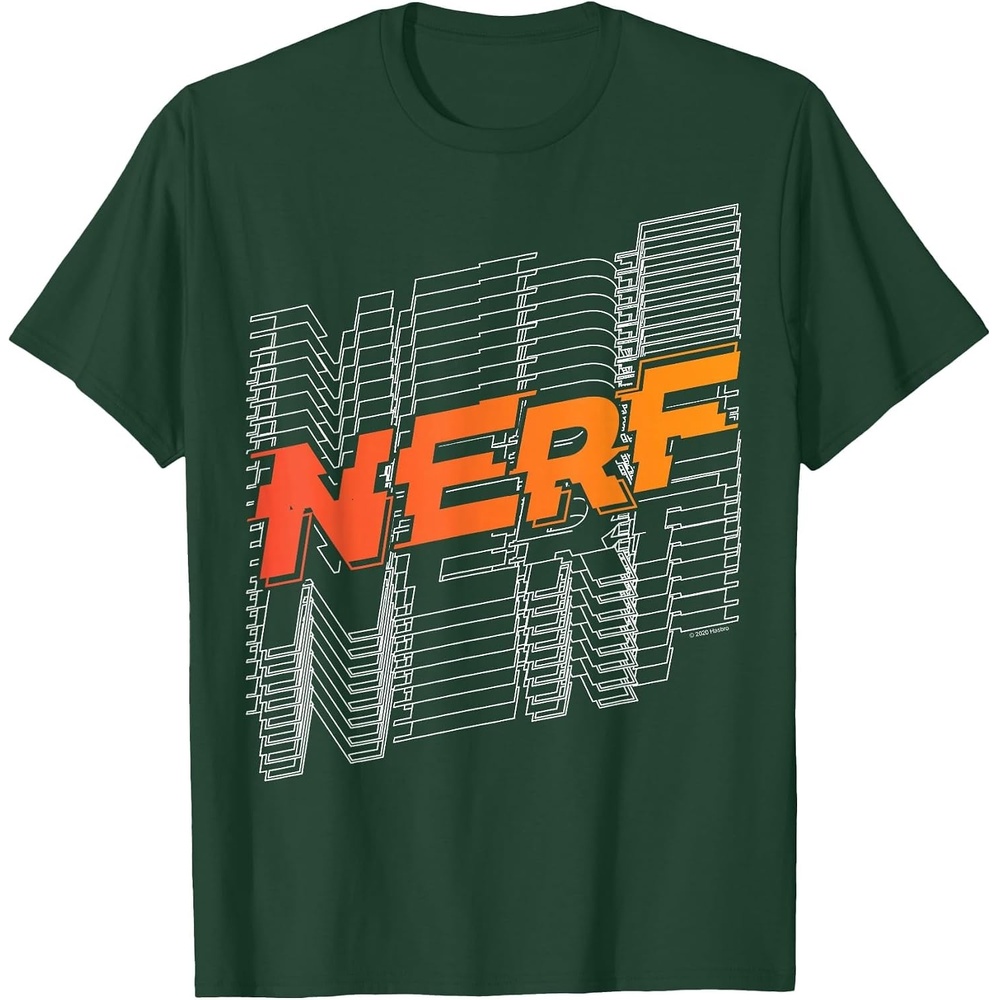 image:imageNerf Stacked Silhouette Retro Nerf Action Logo TShirtDark Green