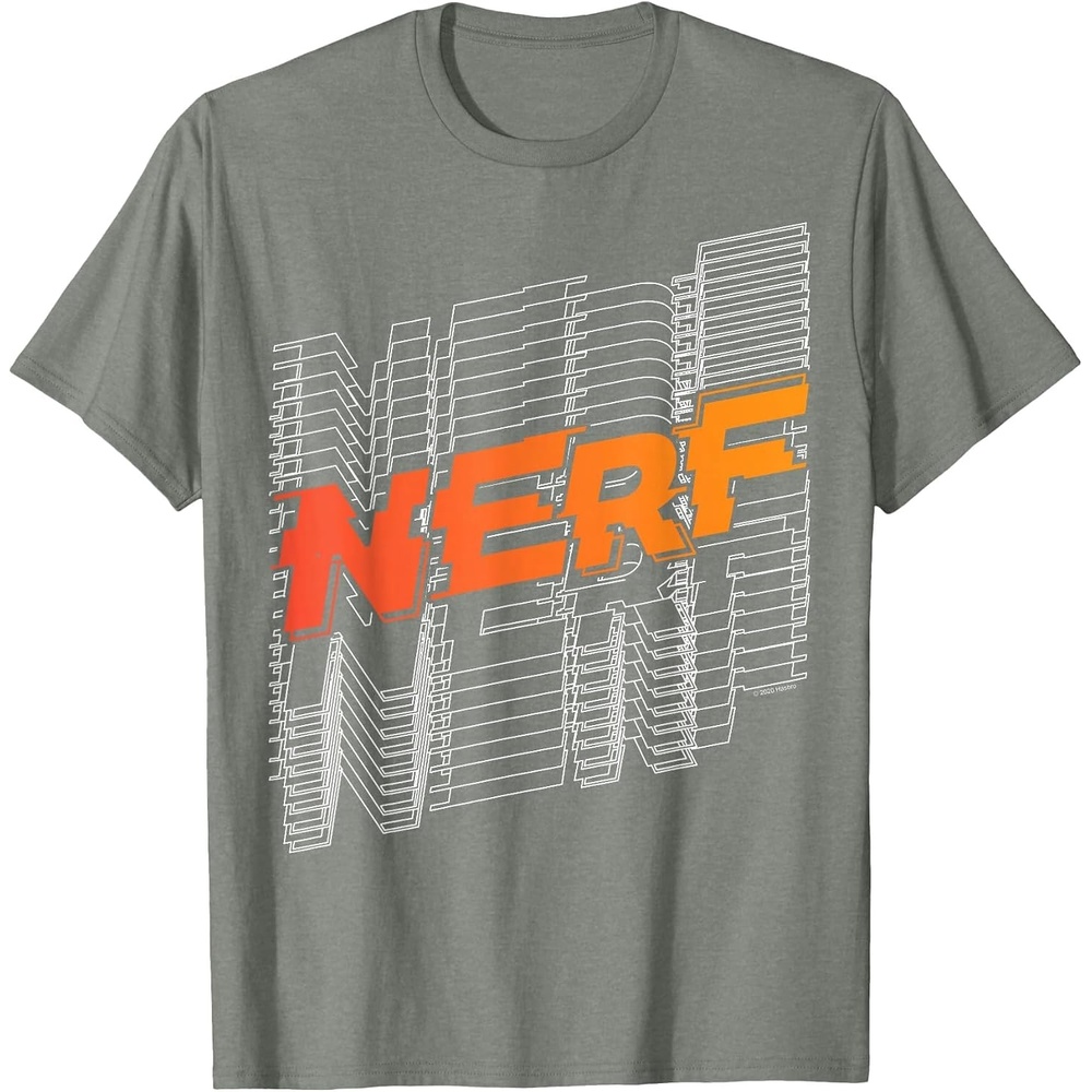image:imageNerf Stacked Silhouette Retro Nerf Action Logo TShirtOlive Heather
