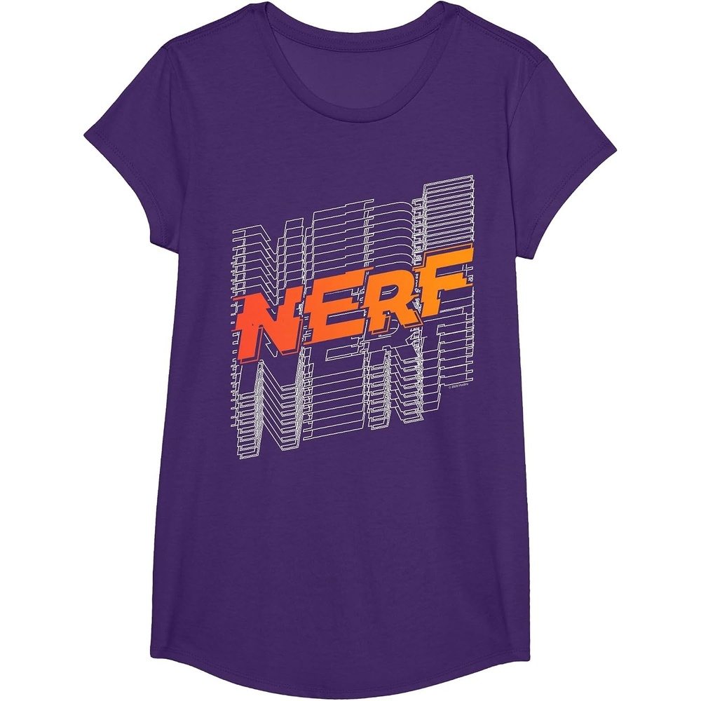 image:imageNerf Stacked Silhouette Retro Nerf Action Logo TShirtPurple