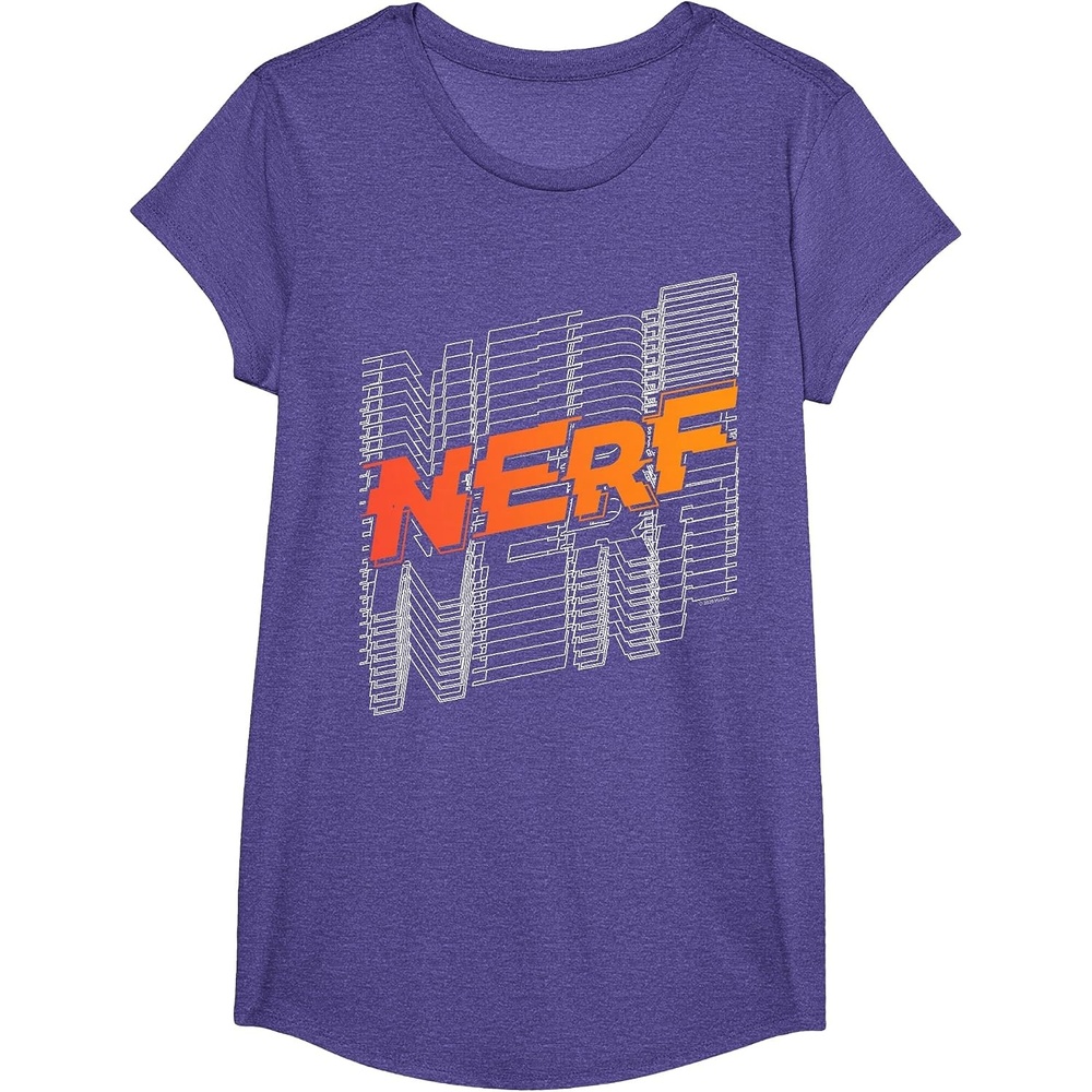 image:imageNerf Stacked Silhouette Retro Nerf Action Logo TShirtPurple Heather