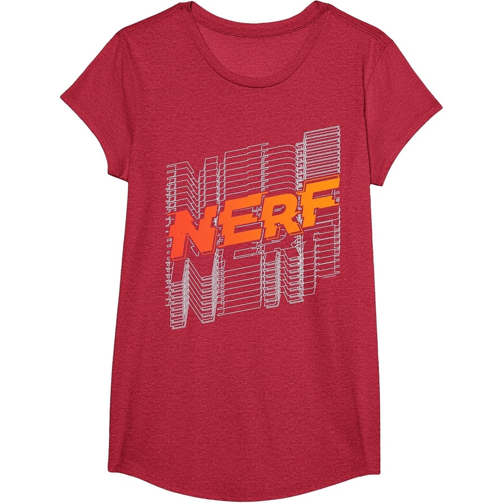 image:imageNerf Stacked Silhouette Retro Nerf Action Logo TShirtRed Heather