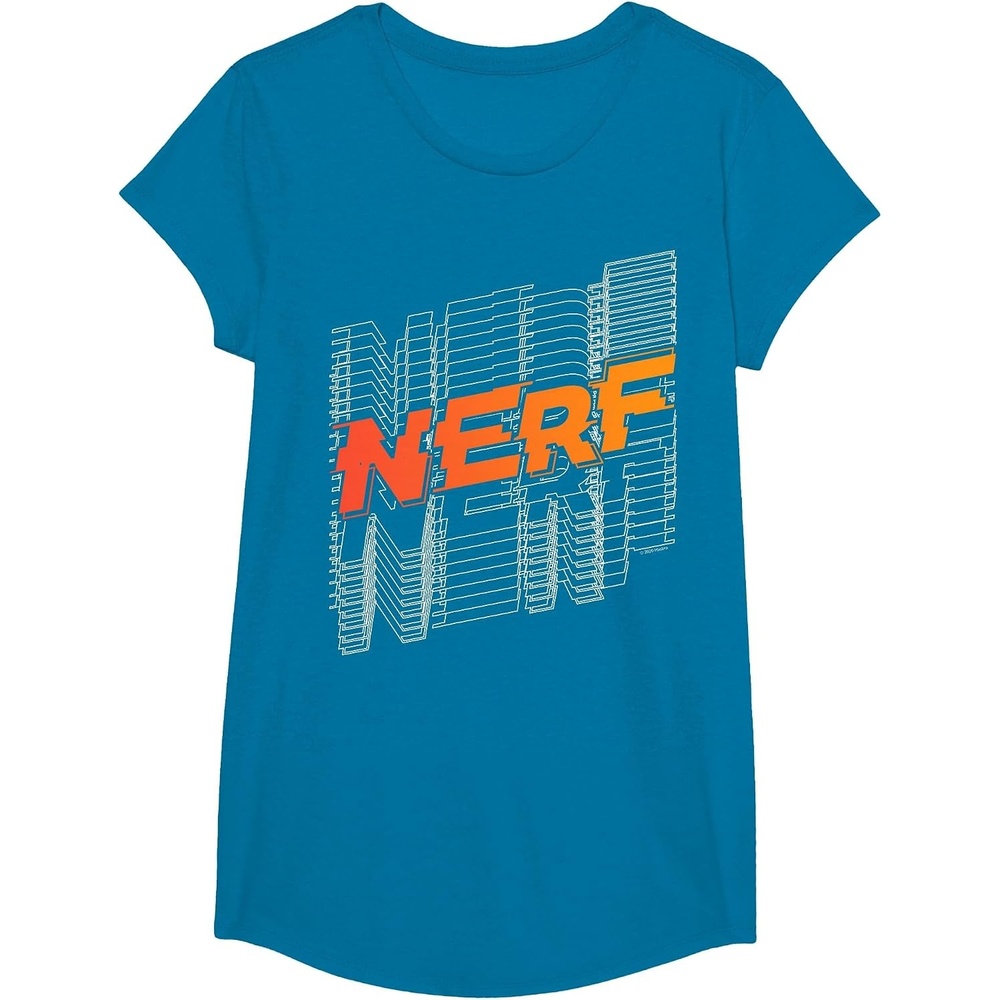 image:imageNerf Stacked Silhouette Retro Nerf Action Logo TShirtSapphire Blue