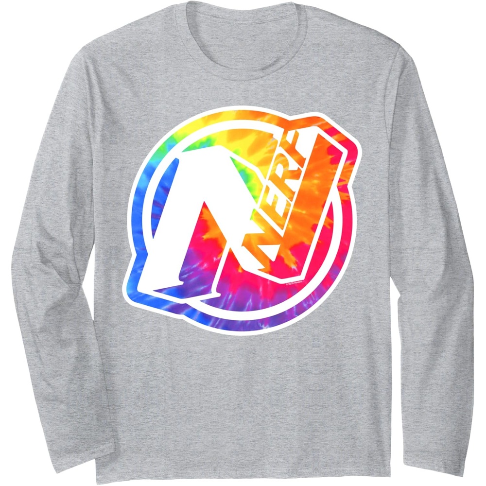 image:imageNerf Tie Dye Logo Long Sleeve TShirtHeather Grey
