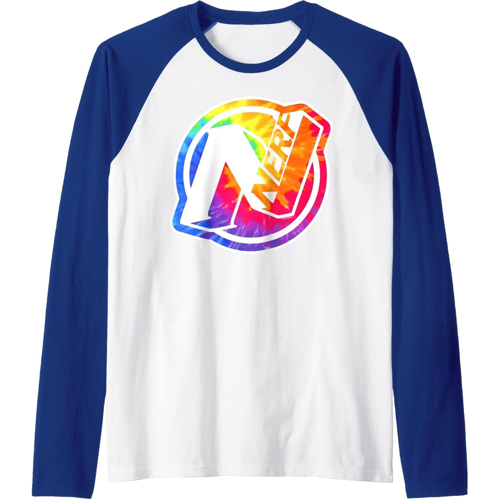 image:imageNerf Tie Dye Logo Raglan Baseball TeeRoyal BlueWhite