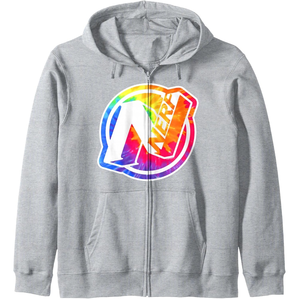image:imageNerf Tie Dye Logo Zip HoodieHeather Grey