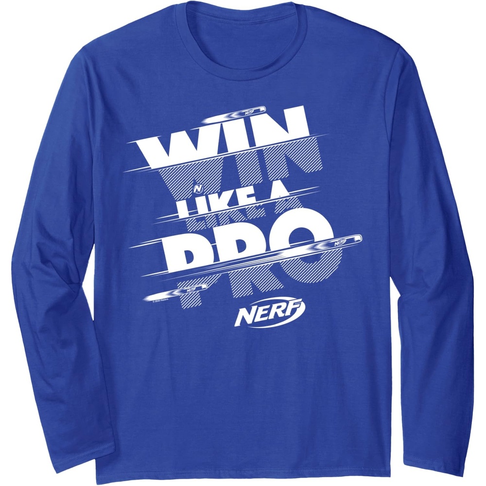image:imageNerf Win Like A Pro Glitch Text Long Sleeve TShirtRoyal Blue