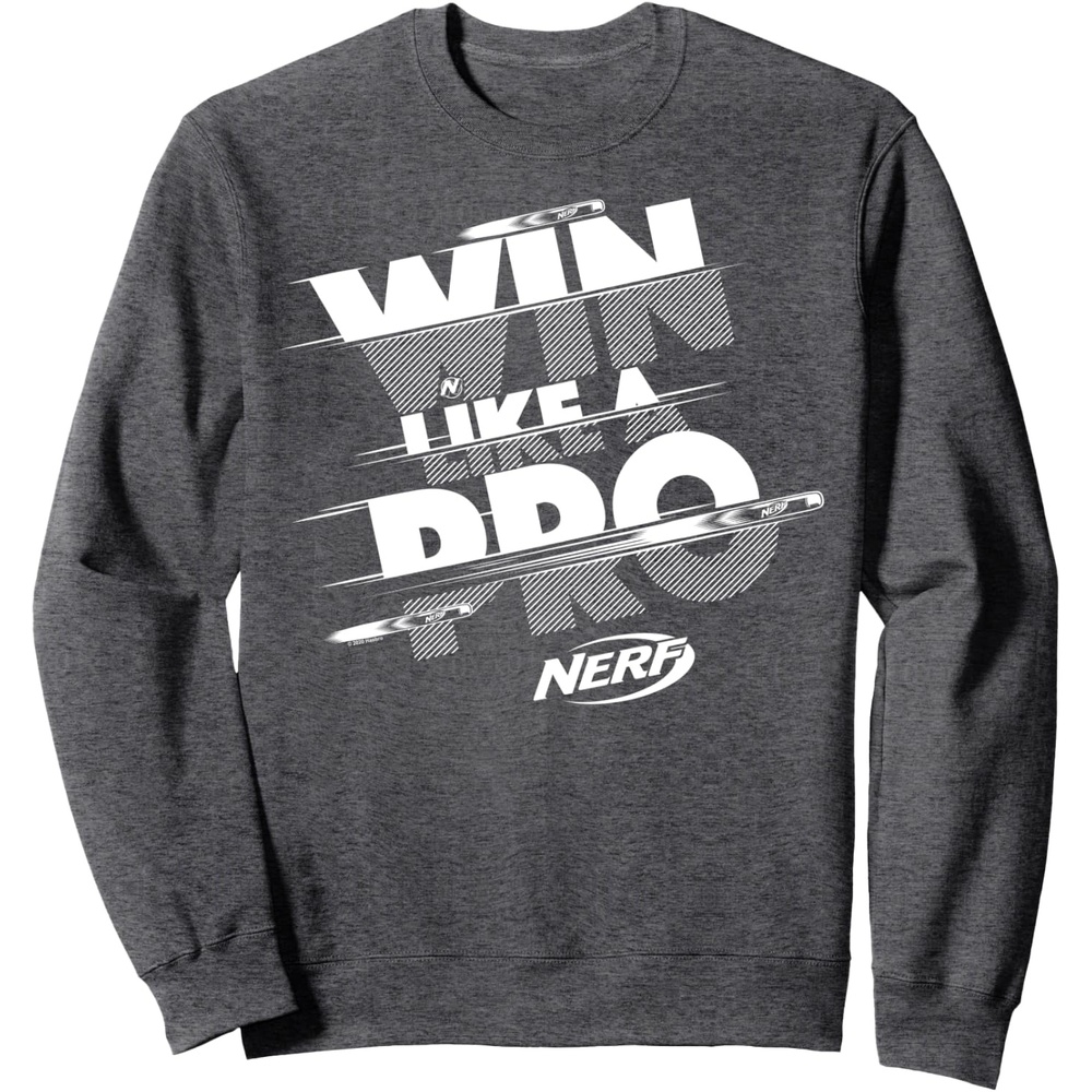 image:imageNerf Win Like A Pro Glitch Text SweatshirtDark Heather Grey