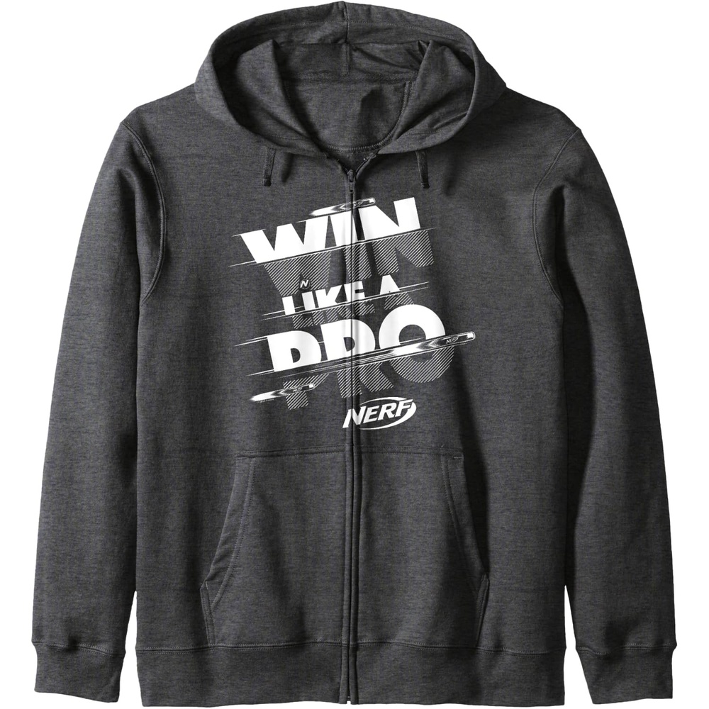 image:imageNerf Win Like A Pro Glitch Text Zip HoodieDark Heather Grey