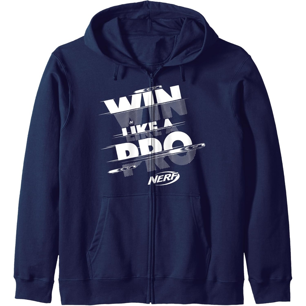 image:imageNerf Win Like A Pro Glitch Text Zip HoodieNavy Blue
