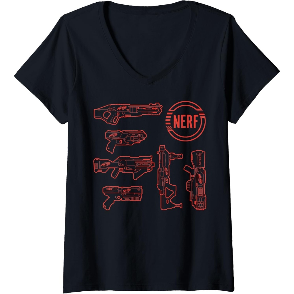 image:imageWomens Nerf Blasters Retro Schematic Textbook Outlines VNeck TShirtBlack