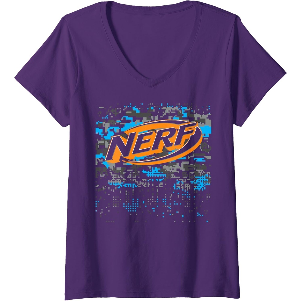 image:imageWomens Nerf Glitch Camouflage Logo VNeck TShirtPurple